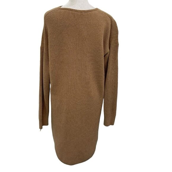NWT Madewell Wool Blend Relaxed V-Neck Sweater Dress Camel Brown size Medium - Picture 6 of 9